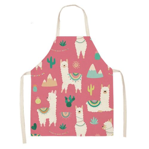 Alpaca Cartoon Cotton Linen Apron Sleeveless Antifouling Kitchen Home Cooking Waist Hanging Neck Kids' Bib